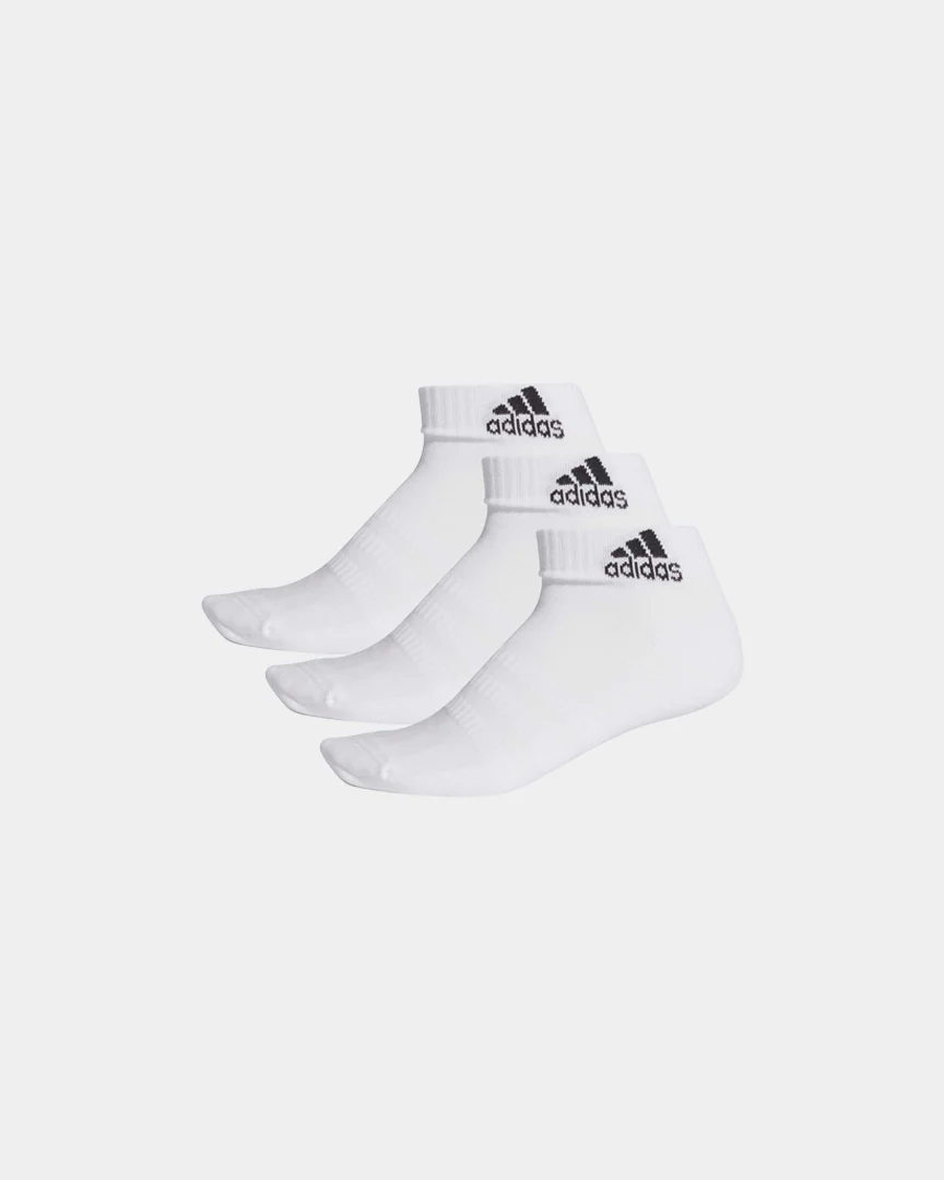 Meias Adidas até o Tornozelo Almofadadas 3P Brancas
