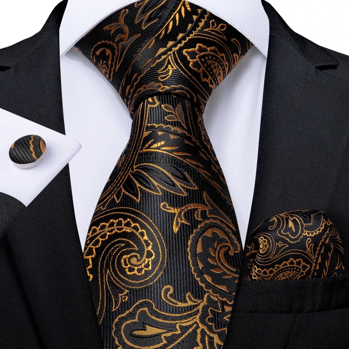 Kit de Gravata Masculina Floral de Seda com Poliéster - Image 4