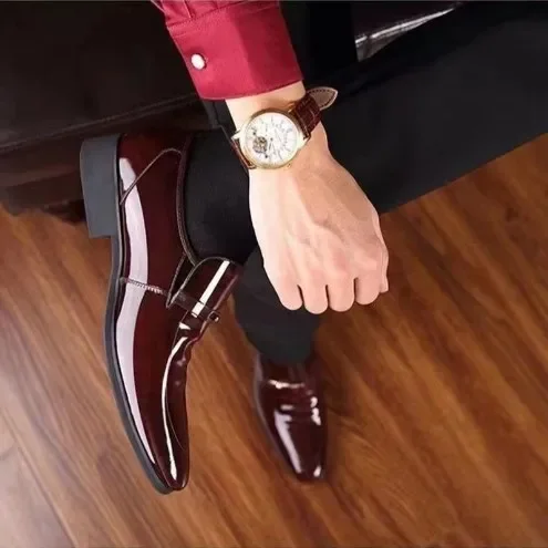 Sapato Masculino Oxford Luxo Em Couro Envernizado Respirável Para Homens Profissionais - Image 5