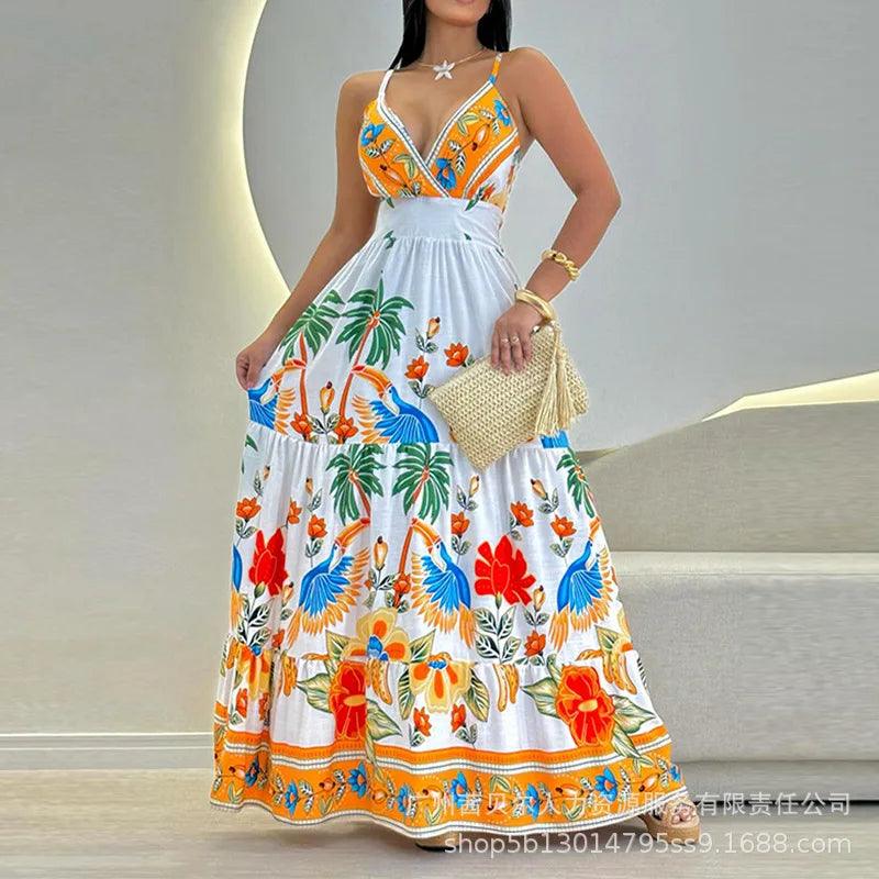 Vestido Longo Feminino Maxi Estampado Tropical - Estilo e Leveza para o Verao - Image 2